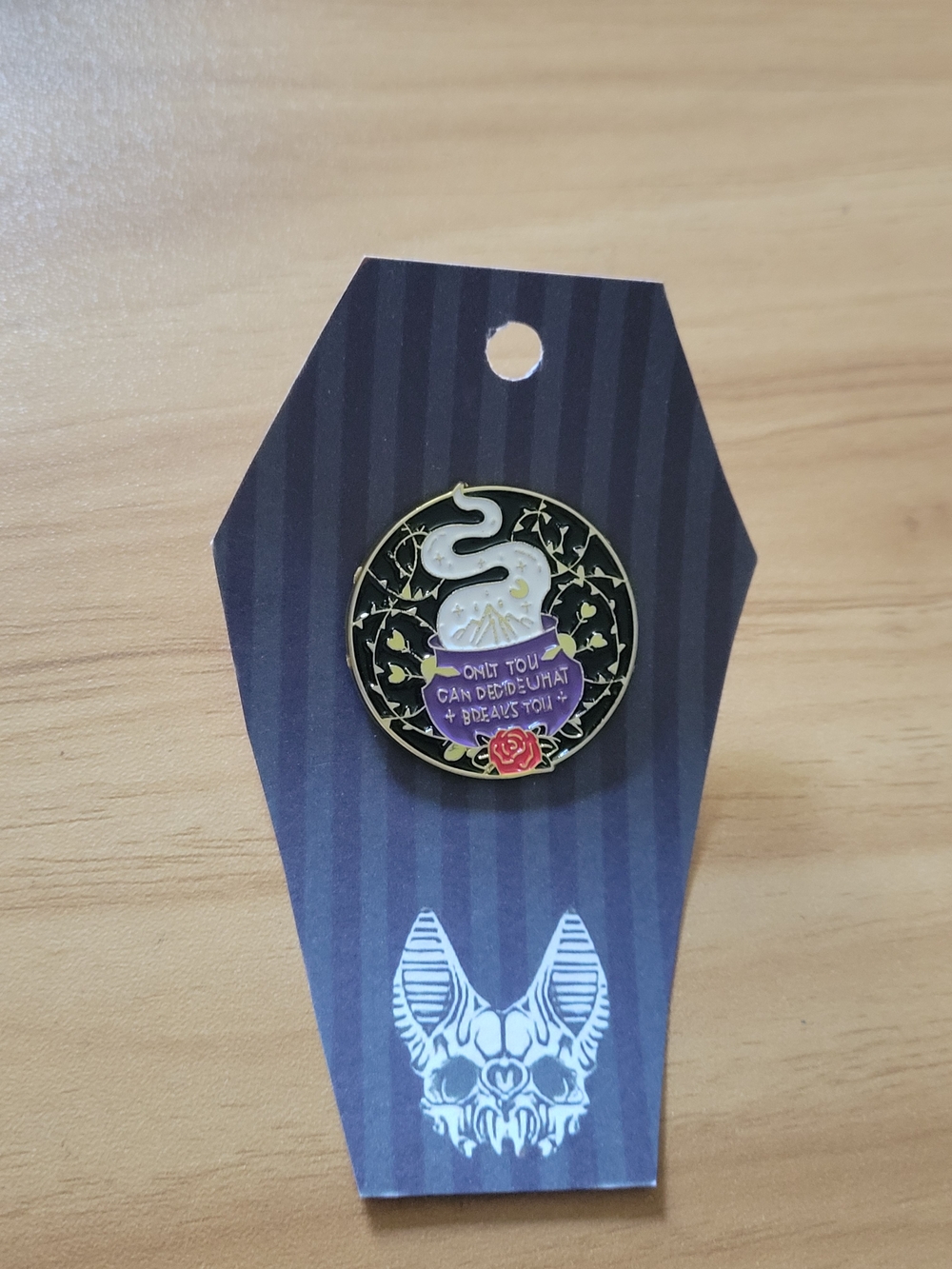 👻BUY 1 GET 1 FREE👻 Black, White & Purple Enamel Brooch with Rose Accent
